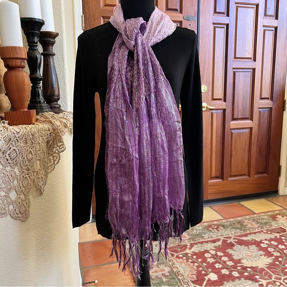 Accessories - Purple Textured Fringe Scarf - Unbranded